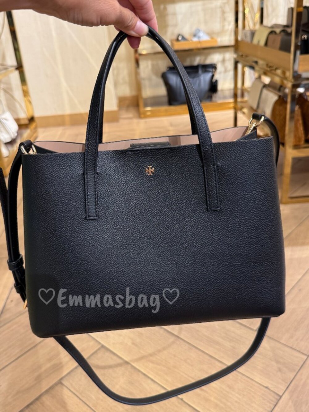 Tory Burch Blake Small Tote 182778 $350 Black / Devon Sand